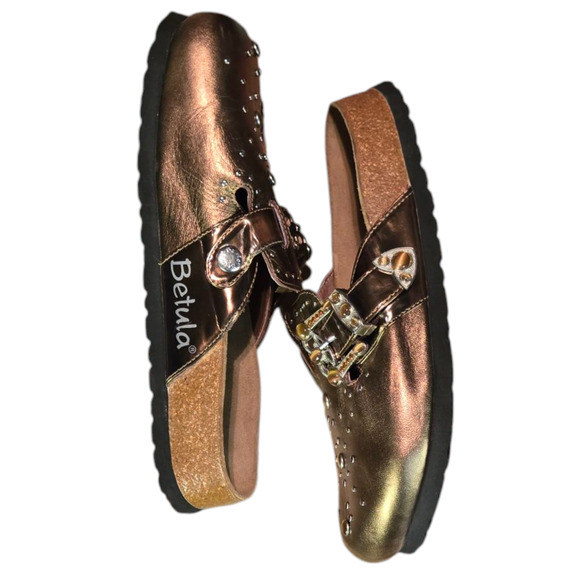 Birkenstock Betula Boston Bronze Buckle Mules Clogs Rhinestones Size 6 - Picture 4 of 9